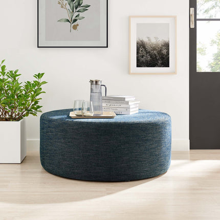 Modway EEI-6649 Callum Large 38" Round Woven Heathered Fabric Upholstered Ottoman Modway