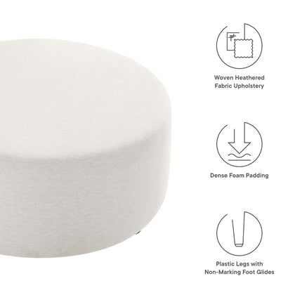 Modway EEI-6649 Callum Large 38" Round Woven Heathered Fabric Upholstered Ottoman Modway