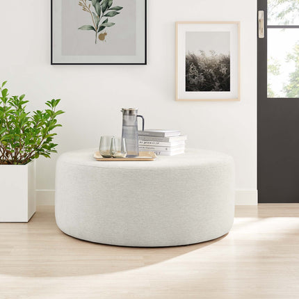 Modway EEI-6649 Callum Large 38" Round Woven Heathered Fabric Upholstered Ottoman Modway