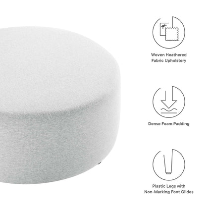 Modway EEI-6649 Callum Large 38" Round Woven Heathered Fabric Upholstered Ottoman Modway