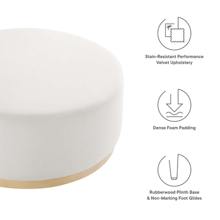 Modway EEI-6650 Tilden Large 38" Round Performance Velvet Upholstered Ottoman - Plaza Home Decor