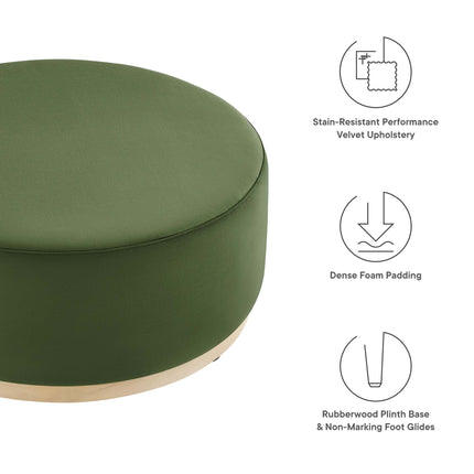 Modway EEI-6650 Tilden Large 38" Round Performance Velvet Upholstered Ottoman - Plaza Home Decor