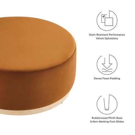 Modway EEI-6650 Tilden Large 38" Round Performance Velvet Upholstered Ottoman - Plaza Home Decor