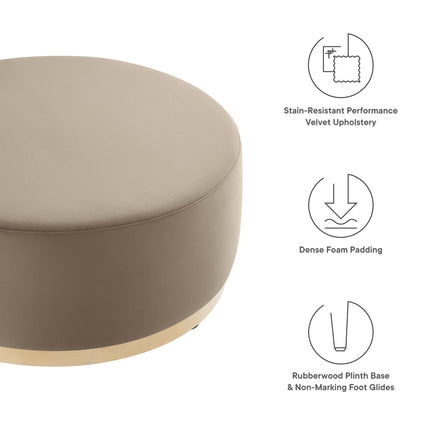 Modway EEI-6650 Tilden Large 38" Round Performance Velvet Upholstered Ottoman - Plaza Home Decor