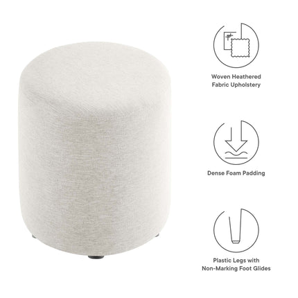 Modway EEI-6651 Callum 16" Round Woven Heathered Fabric Upholstered Ottoman Modway