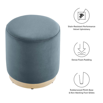 Modway EEI-6652 Tilden 16" Round Performance Velvet Upholstered Ottoman - Plaza Home Decor