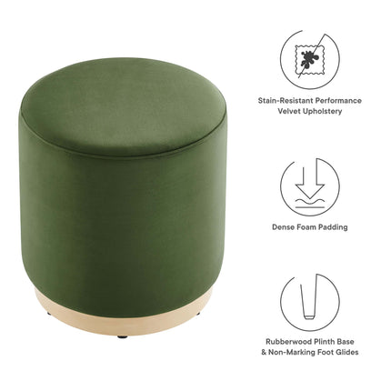Modway EEI-6652 Tilden 16" Round Performance Velvet Upholstered Ottoman - Plaza Home Decor