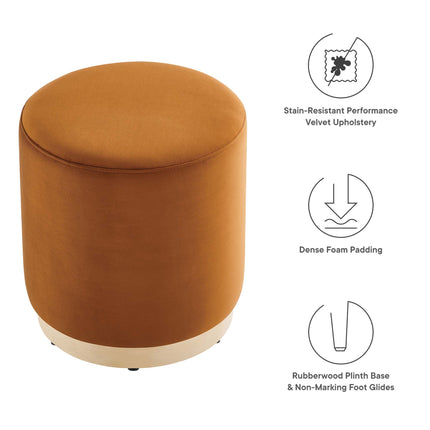 Modway EEI-6652 Tilden 16" Round Performance Velvet Upholstered Ottoman - Plaza Home Decor