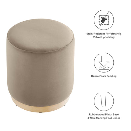 Modway EEI-6652 Tilden 16" Round Performance Velvet Upholstered Ottoman - Plaza Home Decor