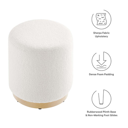 Modway EEI-6653 Tilden 16" Round Sherpa Upholstered Ottoman - Plaza Home Decor