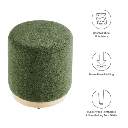 Modway EEI-6653 Tilden 16" Round Sherpa Upholstered Ottoman - Plaza Home Decor
