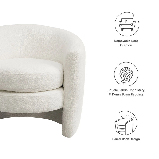Modway EEI-6666 Affinity Upholstered Boucle Fabric Curved Back Armchair Modway