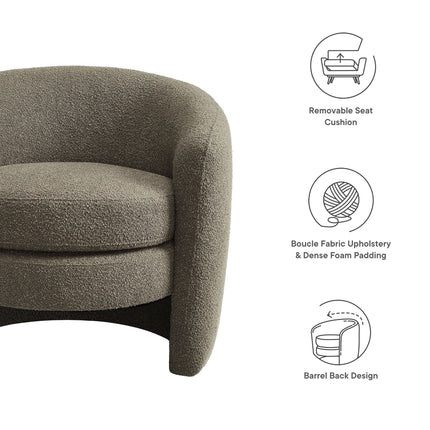 Modway EEI-6666 Affinity Upholstered Boucle Fabric Curved Back Armchair Modway