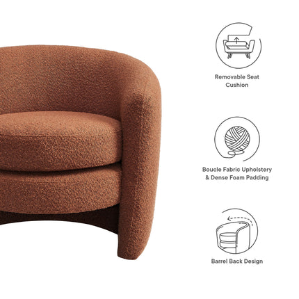 Modway EEI-6666 Affinity Upholstered Boucle Fabric Curved Back Armchair Modway
