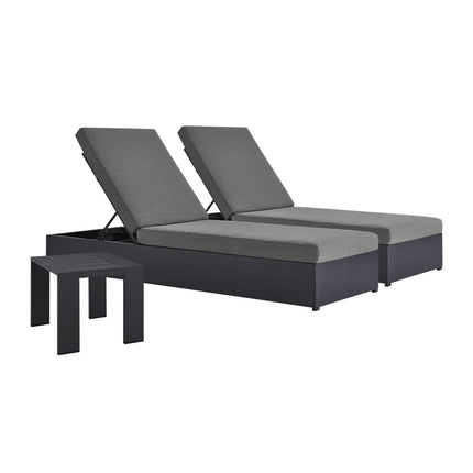 Modway EEI-6673 Tahoe 3-Piece Outdoor Patio Powder-Coated Aluminum Chaise Lounge Set - Plaza Home Decor
