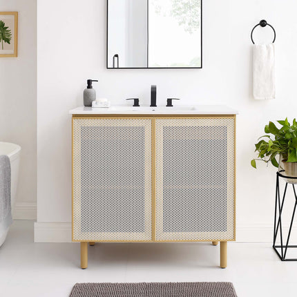 Modway EEI-6678 Calla 36" Perforated Metal Bathroom Vanity Modway