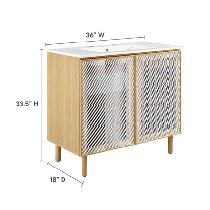 Modway EEI-6678 Calla 36" Perforated Metal Bathroom Vanity Modway