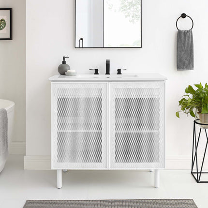 Modway EEI-6678 Calla 36" Perforated Metal Bathroom Vanity Modway