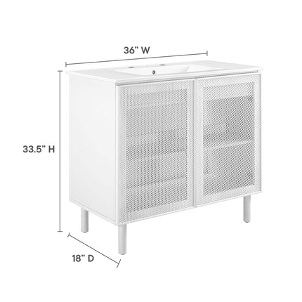 Modway EEI-6678 Calla 36" Perforated Metal Bathroom Vanity Modway