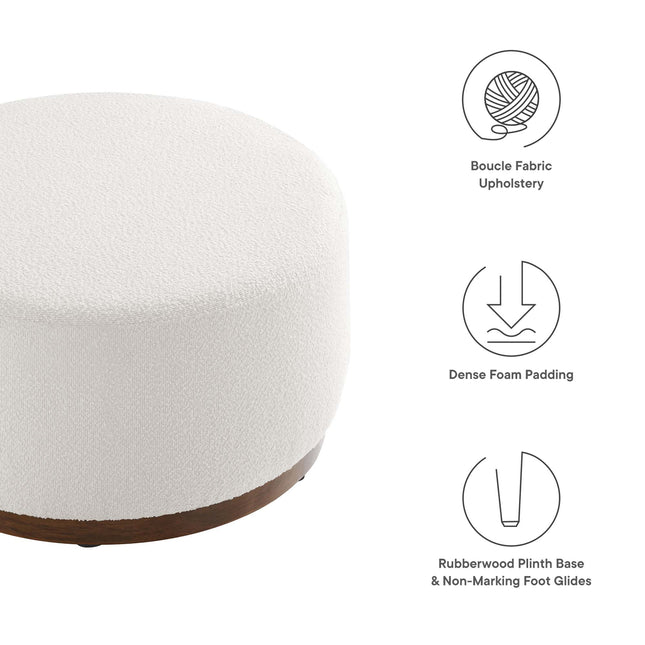 Modway EEI-6681 Tilden Large 29" Round Boucle Upholstered Ottoman - Plaza Home Decor