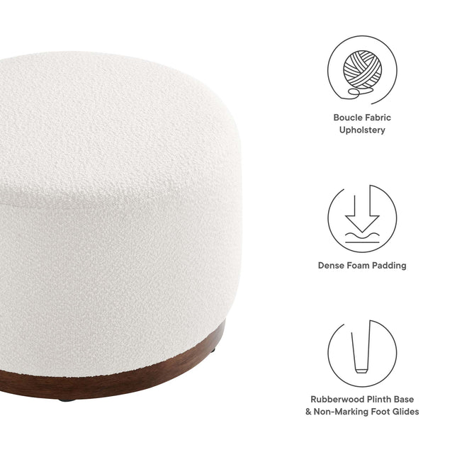 Modway EEI-6683 Tilden Large 23" Round Boucle Upholstered Upholstered Ottoman - Plaza Home Decor