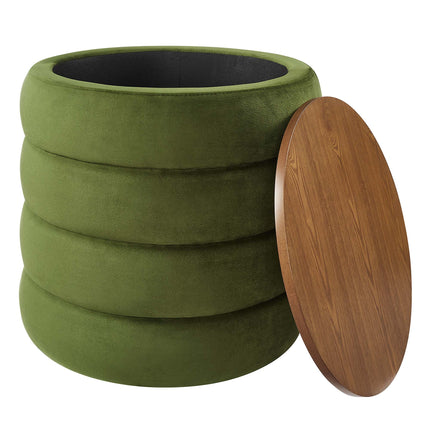 Modway EEI-6684 Mezzo Round Performance Velvet Storage Ottoman Modway