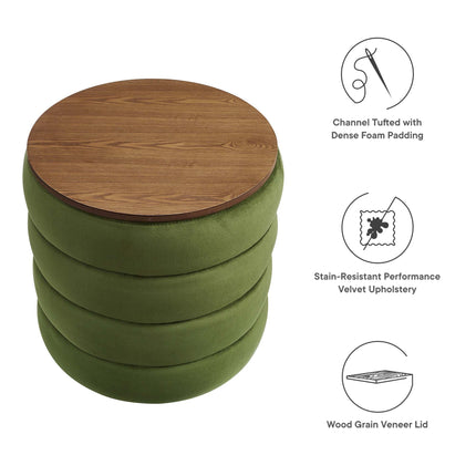 Modway EEI-6684 Mezzo Round Performance Velvet Storage Ottoman Modway