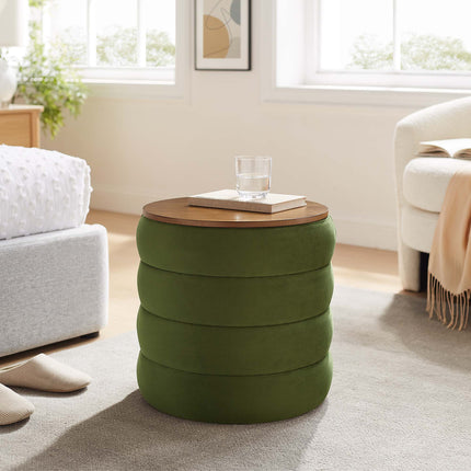 Modway EEI-6684 Mezzo Round Performance Velvet Storage Ottoman Modway