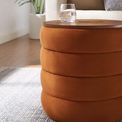 Modway EEI-6684 Mezzo Round Performance Velvet Storage Ottoman Modway
