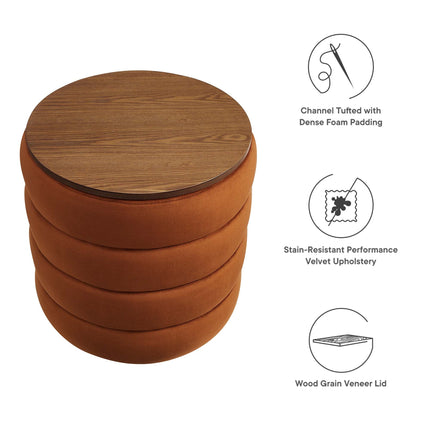 Modway EEI-6684 Mezzo Round Performance Velvet Storage Ottoman Modway