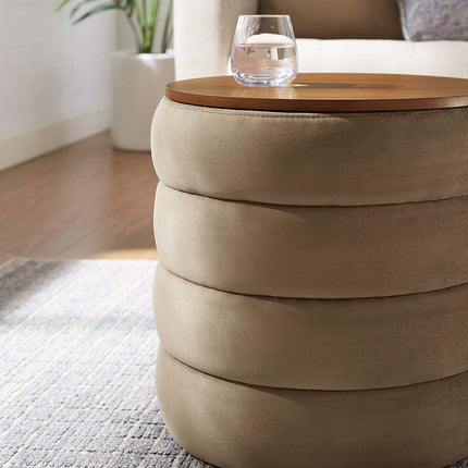Modway EEI-6684 Mezzo Round Performance Velvet Storage Ottoman Modway