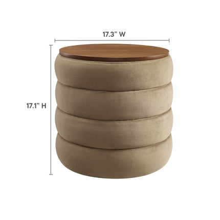 Modway EEI-6684 Mezzo Round Performance Velvet Storage Ottoman Modway