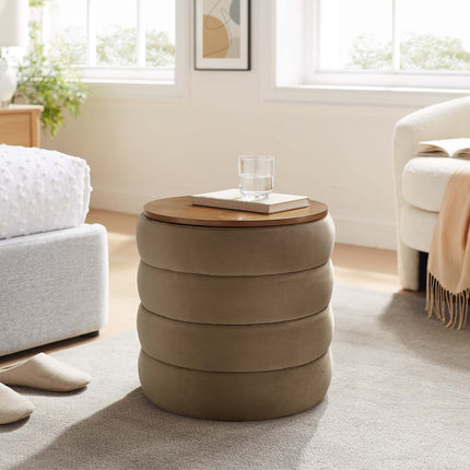 Modway EEI-6684 Mezzo Round Performance Velvet Storage Ottoman Modway