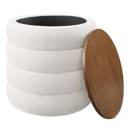 Modway EEI-6685 Mezzo Round Boucle Fabric Storage Ottoman Modway