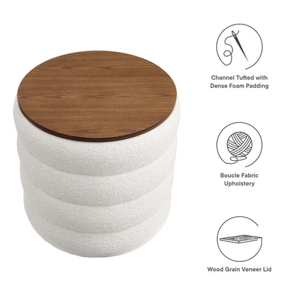 Modway EEI-6685 Mezzo Round Boucle Fabric Storage Ottoman Modway