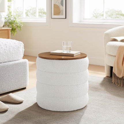 Modway EEI-6685 Mezzo Round Boucle Fabric Storage Ottoman Modway