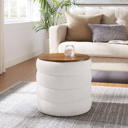 Modway EEI-6685 Mezzo Round Boucle Fabric Storage Ottoman Modway