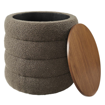 Modway EEI-6685 Mezzo Round Boucle Fabric Storage Ottoman Modway