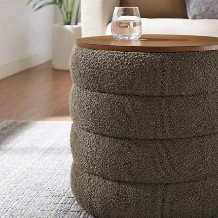 Modway EEI-6685 Mezzo Round Boucle Fabric Storage Ottoman Modway