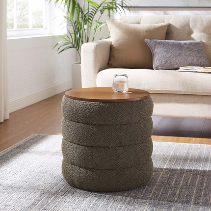 Modway EEI-6685 Mezzo Round Boucle Fabric Storage Ottoman Modway