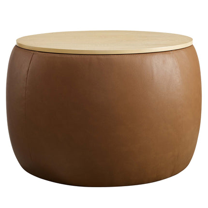 Modway EEI-6687 Perla Round Vegan Leather Storage Ottoman Modway