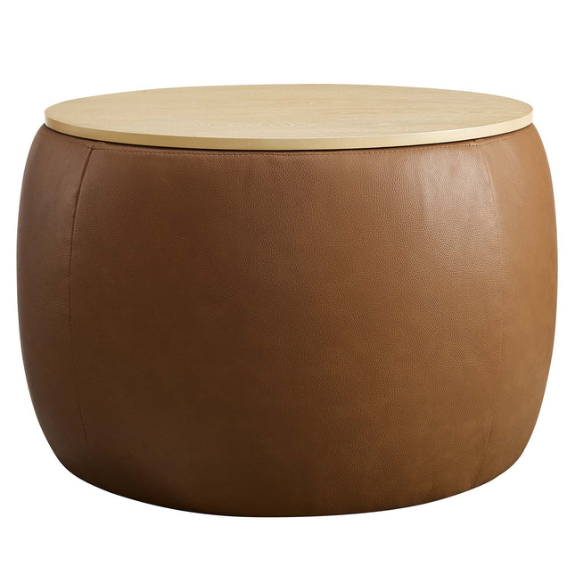 Modway EEI-6687 Perla Round Vegan Leather Storage Ottoman Modway