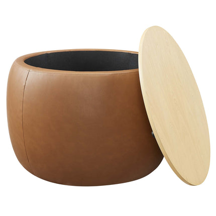 Modway EEI-6687 Perla Round Vegan Leather Storage Ottoman Modway
