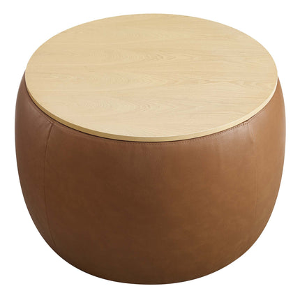 Modway EEI-6687 Perla Round Vegan Leather Storage Ottoman Modway