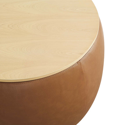 Modway EEI-6687 Perla Round Vegan Leather Storage Ottoman Modway
