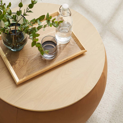 Modway EEI-6687 Perla Round Vegan Leather Storage Ottoman Modway