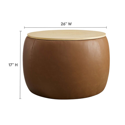 Modway EEI-6687 Perla Round Vegan Leather Storage Ottoman Modway