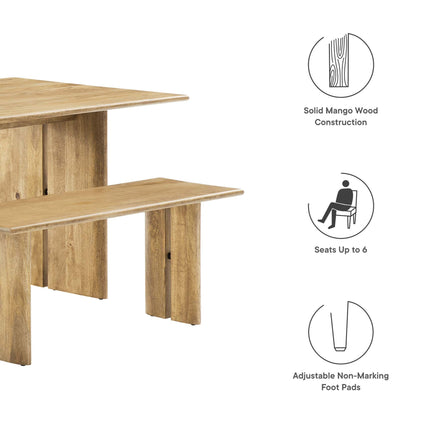 Modway EEI-6690 Amistad 60" Wood Dining Table and Bench Set Modway