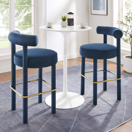 Modway EEI-6710 Toulouse Performance Velvet Bar Stool Set of 2 - Plaza Home Decor