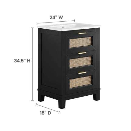 Modway EEI-6723 Dixie 24" Solid Wood Bathroom Vanity Modway